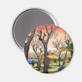 梅の庭園,広重梅園，広重浮世絵 マグネット (正面/裏面)