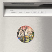 梅の庭園,広重梅園，広重浮世絵 マグネット (インサイチュ (食洗機))