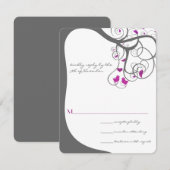 梅の木の渦巻き ラブバードの結婚式招待状 出欠カード (正面/裏面)