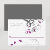 梅の木の渦巻き ラブバード ウェディング インビテーション (正面/裏面)