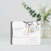 梅の木の渦巻き ラブバード ウェディング 招待状 (スタンド正面)