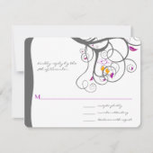 梅の木の渦巻き ラブバード ウェディング 招待状 (正面)