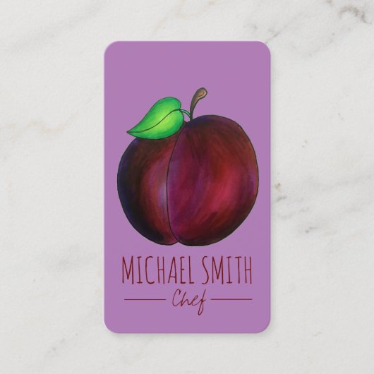 梅の熟した夏の紫色の梅の果実缶詰シェフ 名刺 (正面)