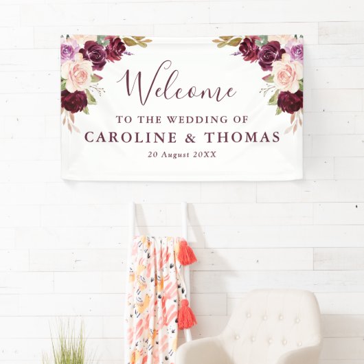 梅の紫と桃のフローラ歓迎結婚の 横断幕 (インサイチュ)