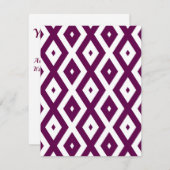 梅の紫と白のダイヤモンド模様 出欠カード (正面/裏面)