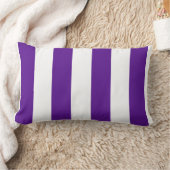 梅の紫と白の縦はっきりしたのストライプ ランバークッション (ブランケット)