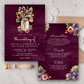 梅の紫のイチジクのメイスン結婚ジャー 招待状