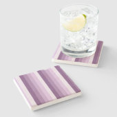 梅の紫の影のストライプ ストーンコースター (横)