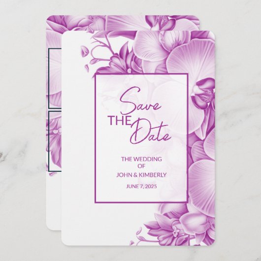 梅の結婚式の招待状(Save the Date)4枚の写真とQRコード付き セーブザデート (正面/裏面)