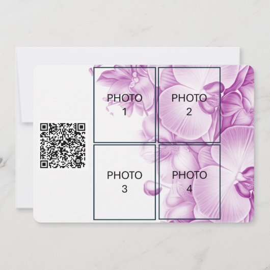 梅の結婚式の招待状(Save the Date)4枚の写真とQRコード付き セーブザデート (裏面)