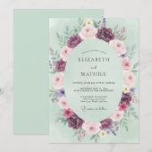 梅の花と月桂樹のロマンティックな結婚式 招待状 (正面/裏面)