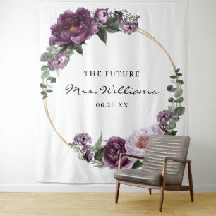 梅の花と芍薬のロマンチックな花のウェディングバックドロップ タペストリー