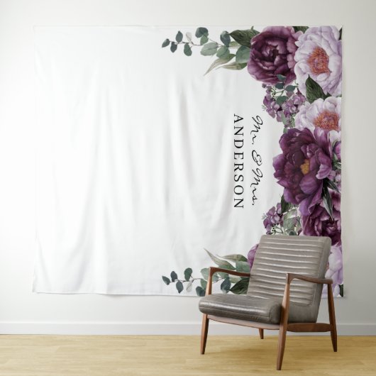 梅の花と芍薬のロマンチックな花のウェディングバックドロップ タペストリー (インサイチュ(横))