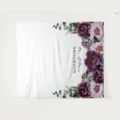 梅の花と芍薬のロマンチックな花のウェディングバックドロップ タペストリー (正面(横))