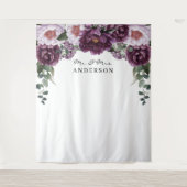 梅の花と芍薬のロマンチックな花のウェディングバックドロップ タペストリー (正面)