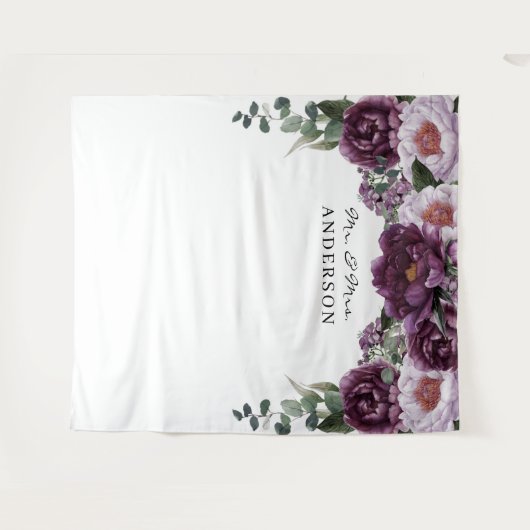 梅の花と芍薬のロマンチックな花の結婚式の背景 タペストリー (正面(横))