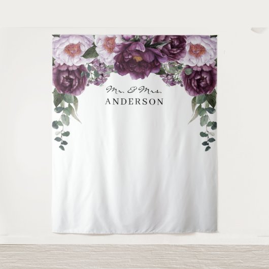 梅の花と芍薬のロマンチックな花の結婚式の背景 タペストリー (正面)