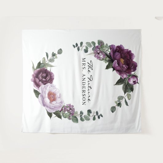 梅の花と芍薬のロマンチックな花の背景 タペストリー (正面(横))