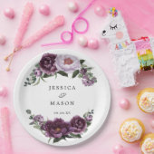 梅の花と芍薬の花のウェディングシャワー紙皿 ペーパープレート (パーティー)
