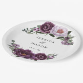 梅の花と芍薬の花のウェディングシャワー紙皿 ペーパープレート (アングル)