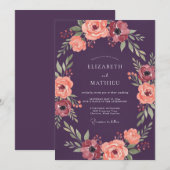 梅の花のアーチのウェディング 招待状 (正面/裏面)