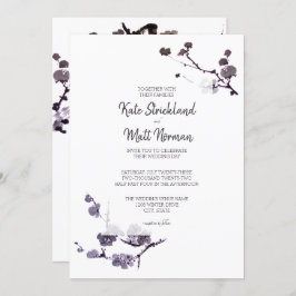 梅の花の墨絵ウェディング 招待状