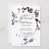 梅の花の墨絵ウェディング 招待状 (正面)