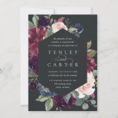 梅の花の幾何学模様結婚枠 招待状 (正面)