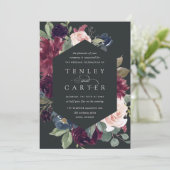 梅の花の幾何学模様結婚枠 招待状 (スタンド正面)