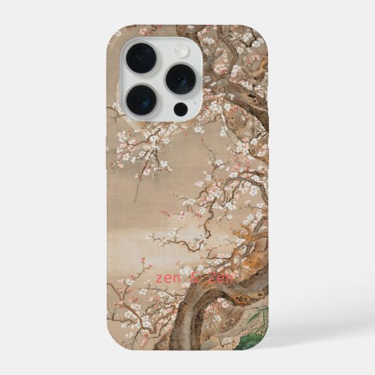 梅の花 和風アート ピンク ヴィンテージ iPhoneケース (裏面)