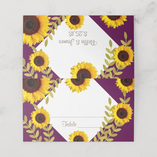 梅ひまわり素朴テーブル番号座席表 プレイスカード (外部開封)