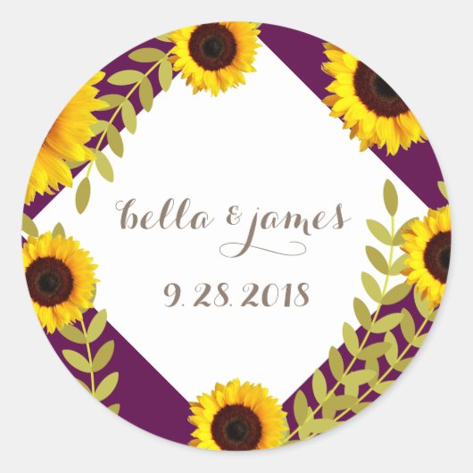梅ひまわり素朴結婚式用シール ラウンドシール (正面)