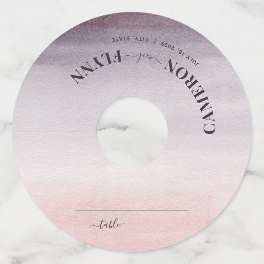 梅エレガントグラデーション水結婚色座席表 ワイングラスタグ (正面)