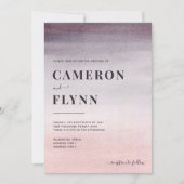 梅エレガントピンクグラデーションの水モダン色結婚の 招待状 (正面)