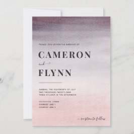 梅エレガントピンクグラデーションの水モダン色結婚の 招待状