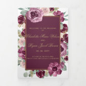 梅エレガントモダン金ゴールドフローラ結婚ズ 三つ折りプログラム (カバー)