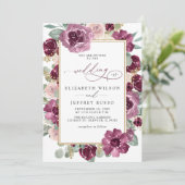 梅エレガントモダン金ゴールドフローラ結婚ズ 招待状 (スタンド正面)