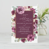 梅エレガントモダン金ゴールドフローラ結婚ズ 招待状 (スタンド正面)