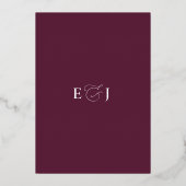 梅エレガントモダン金ゴールドフローラ結婚ズ 箔招待状 (裏面)