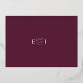 梅エレガントモダン金ゴールドフローラ結婚ズ 箔招待状 (裏面)