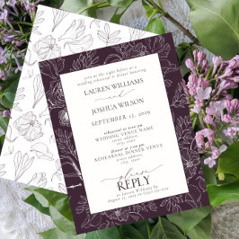 梅エレガント紫のリハ結婚ーサルディナー 招待状