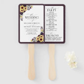 梅エレガント紫ひまわり水彩画 ハンドファン (正面&裏面)