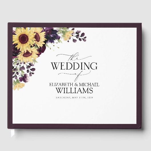 梅エレガント紫ひまわり水彩色 ゲストブック (正面)