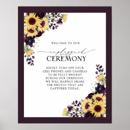 梅エレガント紫ひまわり水彩非詰め ポスター