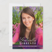 梅エレガント紫カスタム写真卒業パーティー 招待状 (正面)