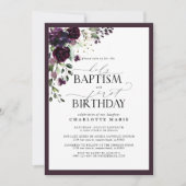 梅エレガント紫フローラバプテスマ1歳 招待状 (正面)