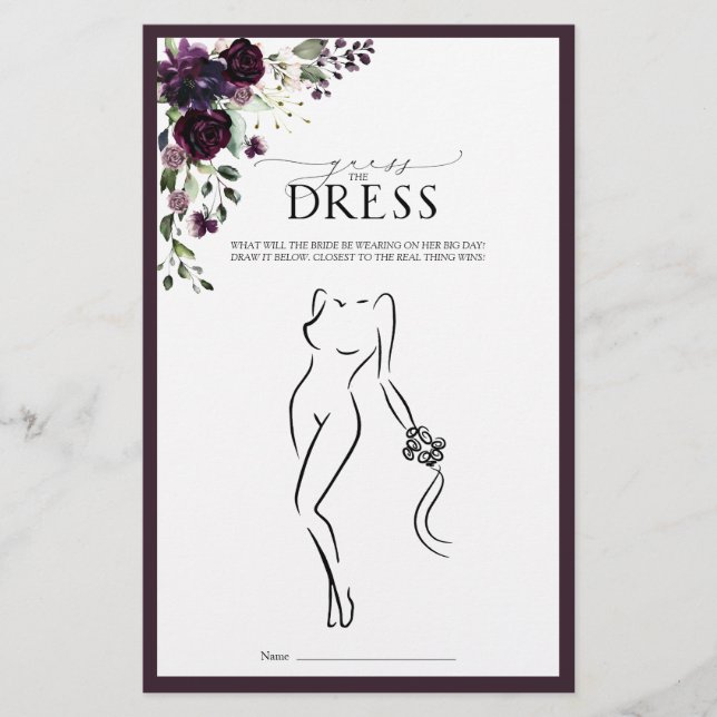 梅エレガント紫フローラブライダルシャワーゲーム (正面)