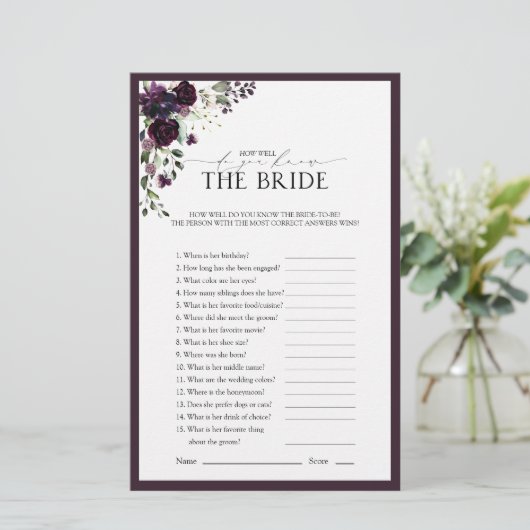 梅エレガント紫フローラブライダルシャワーゲーム (スタンド正面)