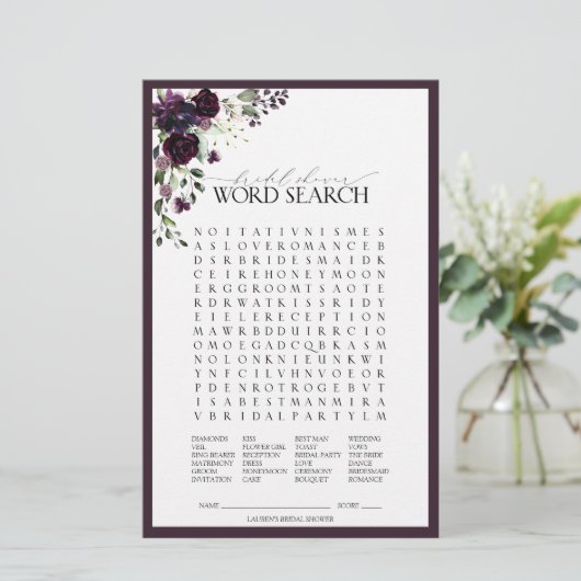 梅エレガント紫フローラブライダルシャワーゲーム (スタンド正面)