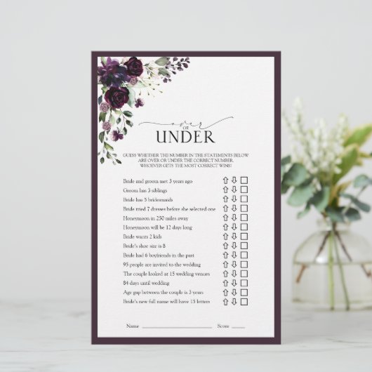 梅エレガント紫フローラブライダルシャワーゲーム (スタンド正面)